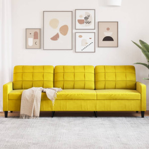 Sofá de 3 plazas terciopelo amarillo 210 cm D