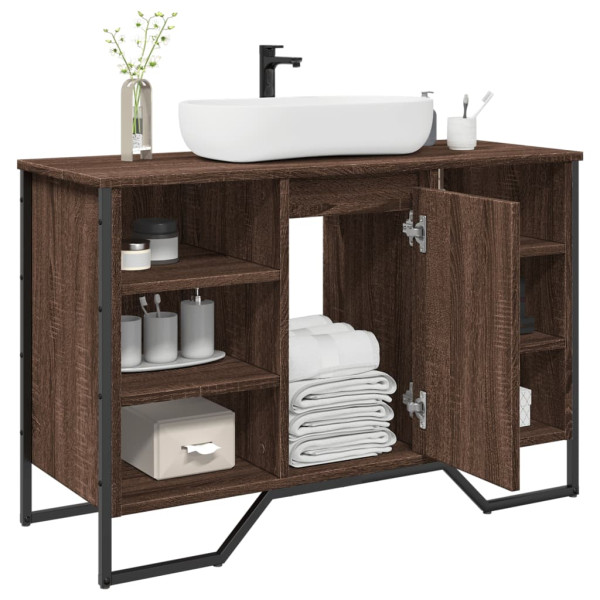 Armario lavabo baño madera ingeniería marrón roble 91x35x60 cm D