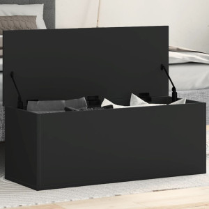 Caja de almacenaje madera de ingeniería negro 90x35x35 cm D