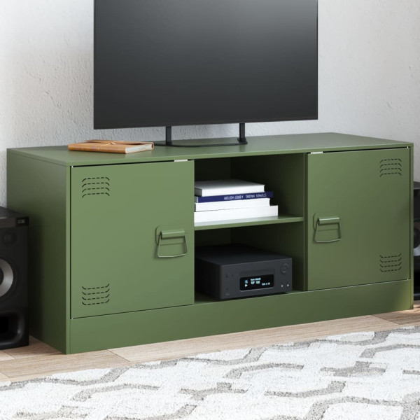 Mueble de TV de acero verde oliva 99x39x44 cm D