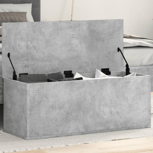 Caja de almacenaje madera ingeniería gris hormigón 90x35x35 cm D