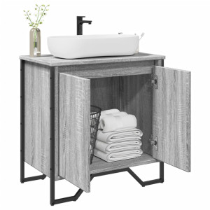 Armario lavabo baño madera ingeniería gris Sonoma 60x35x60 cm D