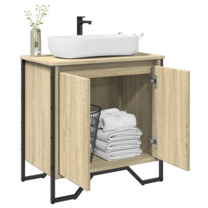 Armario lavabo baño madera ingeniería roble Sonoma 60x35x60 cm D