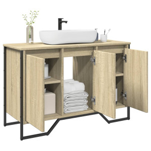 Armario lavabo baño madera ingeniería roble Sonoma 91x35x60 cm D