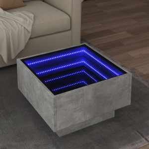 Mesa de centro y LED madera ingeniería gris hormigón 50x50x30cm D