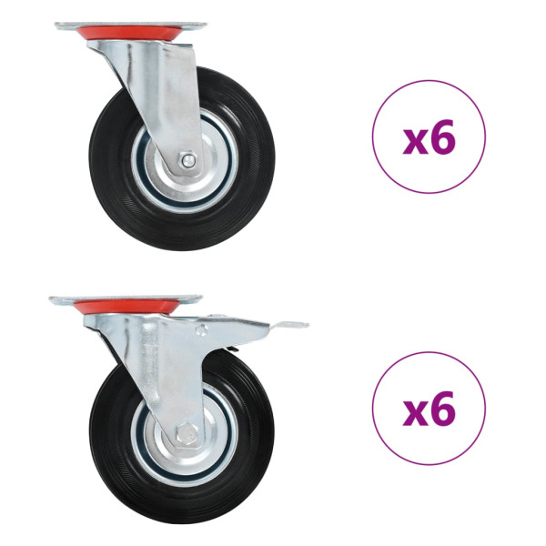 Rodízios giratórios 12 peças 125 mm D