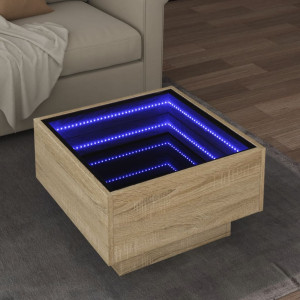 Mesa central e carvalho de engenharia de madeira LED Sonoma 50x50x30 cm D