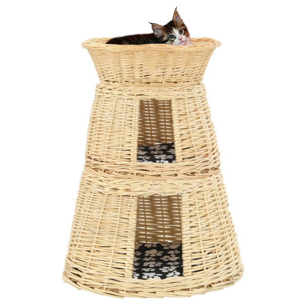 Set cestas de gatos 3 uds. con cojines sauce natural 47x34x60cm D