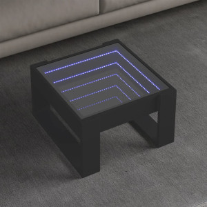 Mesa de centro con Infinity LED negro 50x53x30 cm D