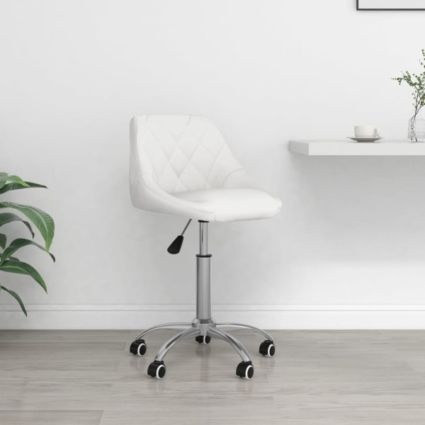 Silla de oficina giratoria de cuero sintético blanco D