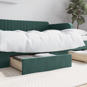 Cajones de cama 2 uds madera ingeniería terciopelo verde oscuro D