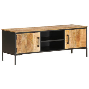 Mueble de TV madera maciza de mango rugosa 110x35x40 cm D