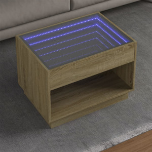 Mesa de centro con Infinity LED roble Sonoma 70x50x50 cm D