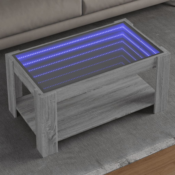 Mesa de centro y LED madera ingeniería gris Sonoma 93x53x45 cm D