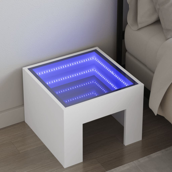 Mesa de noite com LED Infinity branco 40x40x30 cm D