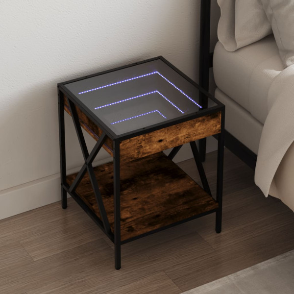 Mesa de noite com Infinity Carvalho defumado LED 40x40x49 cm D