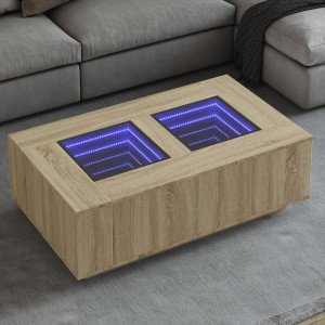 Mesa de centro con Infinity LED roble Sonoma 116x69x40 cm D