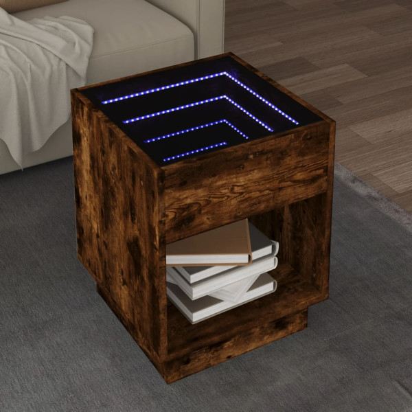 Mesa central com Infinity Carvalho defumado LED 40x40x50 cm D