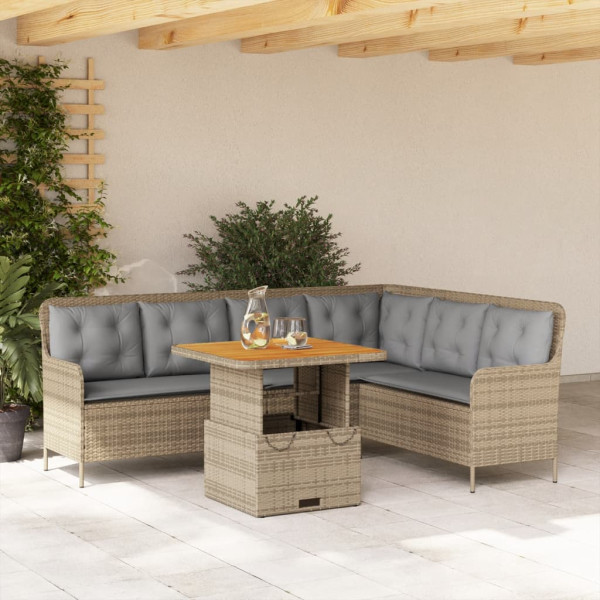 Sofá de jardim conjunto 2 pcs e almofadas de rattan sintético marrom D