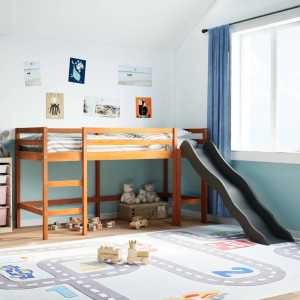 Cama alta para niños sin colchón madera pino marrón 80x200 cm D