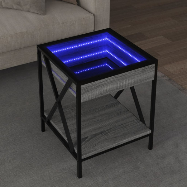 Mesa de centro con Infinity LED gris Sonoma 40x40x49 cm D