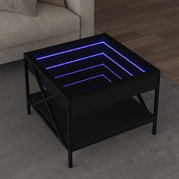 Mesa central com Infinity LED preto 50x50x38 cm D