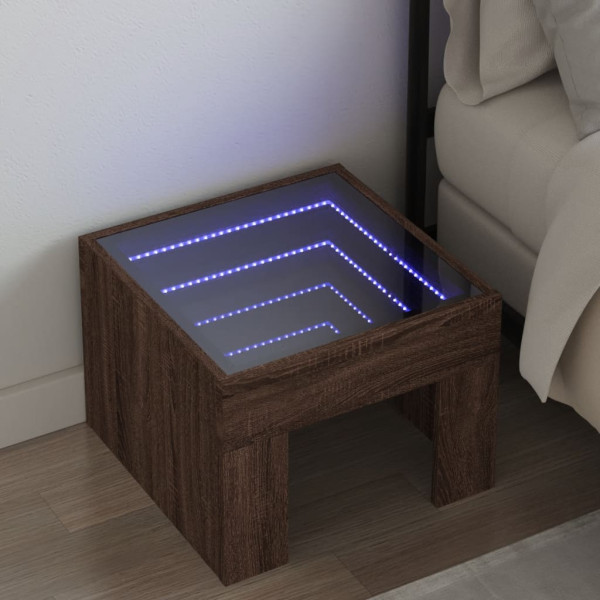 Mesa de noite com Infinity Carvalho marrom LED 40x40x30 cm D