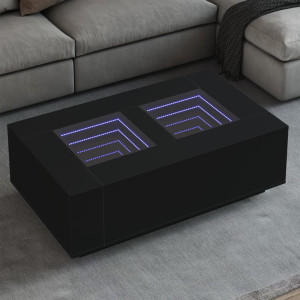 Mesa de centro con LED Infinity negra 116x69x40 cm D