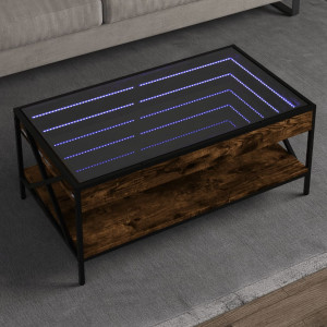 Mesa de centro con Infinity LED roble ahumado 90x50x38 cm D