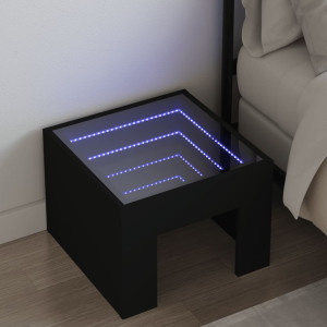 Mesa de noite com Infinity LED preto 40x40x30 cm D