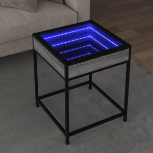 Mesa de centro con Infinity LED gris Sonoma 40x40x51 cm D