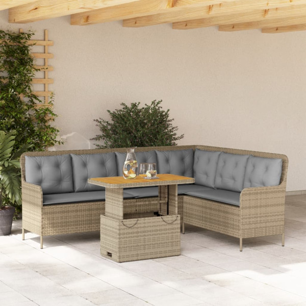 Sofá de jardim conjunto 2 pcs e almofadas de rattan sintético marrom D