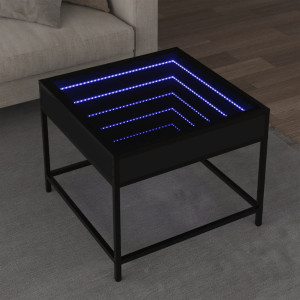 Mesa central com Infinity LED preto 50x50x41 cm D