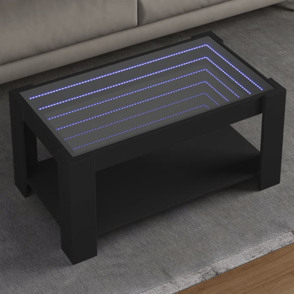 Mesa de centro con LED madera de ingeniería negro 93x53x45 cm D