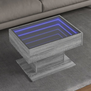 Mesa de centro y LED madera ingeniería gris Sonoma 70x50x45 cm D