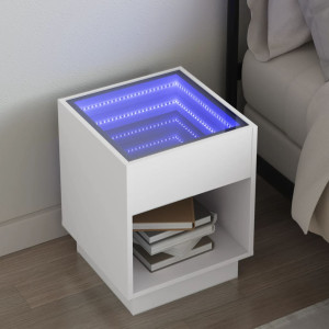 Mesa de noite com Infinity LED branco 40x40x50 cm D