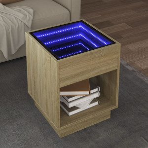 Mesa de centro con Infinity LED roble Sonoma 40x40x50 cm D