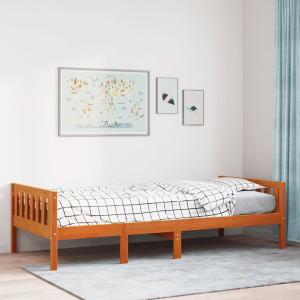 Cama infantil sem colchão de madeira maciça pinho marrom 75x190 cm D