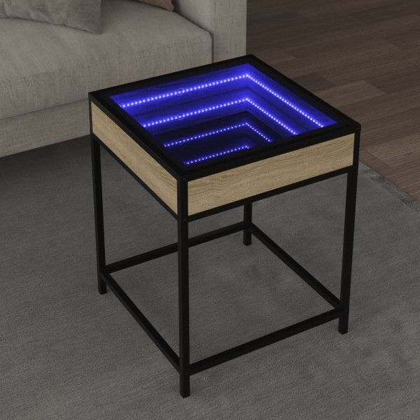 Mesa de centro con Infinity LED roble Sonoma 40x40x51 cm D