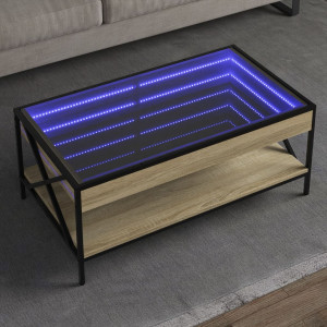 Mesa de centro con Infinity LED roble Sonoma 90x50x38 cm D