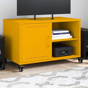 Mueble TV acero laminado en frío amarillo mostaza 68x39x43.5 cm D