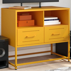 Mueble para TV de acero amarillo mostaza 68x39x60.5 cm D