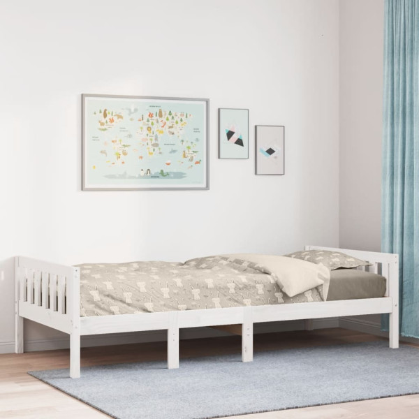 Cama para crianças sem colchão de madeira maciça de pinheiro branco 90x200 cm D