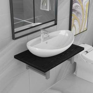 Conjunto de muebles de baño 2 piezas cerámica negro D