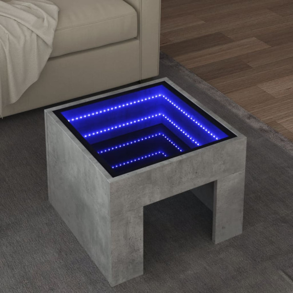 Mesa de centro con Infinity LED gris hormigón 40x40x30 cm D