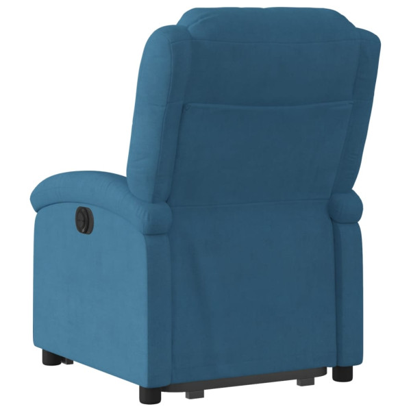 Sillón reclinable elevable de terciopelo azul M 4