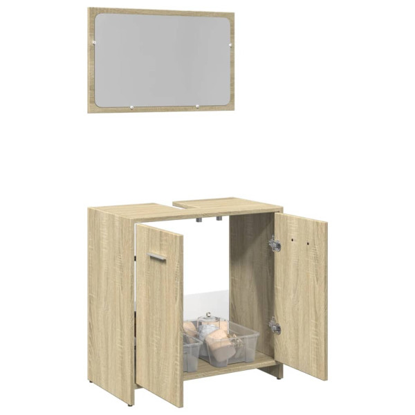 Set de muebles de baño 2 pzas madera contrachapada roble Sonoma D