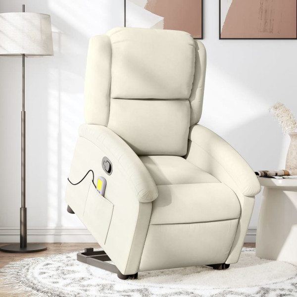 Sillón reclinable de masaje elevable terciopelo crema D