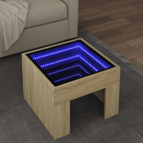 Mesa de centro con Infinity LED roble Sonoma 40x40x30 cm D