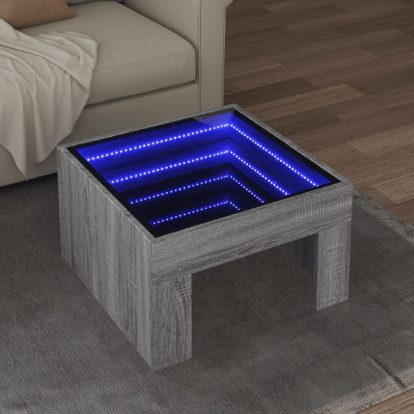 Mesa de centro con Infinity LED gris Sonoma 50x50x30 cm D